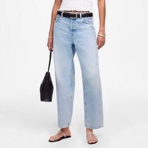 Madewell Tall Pieced Barrel-Leg Jeans Foster Wash Blue Rigid Size 27T NWT